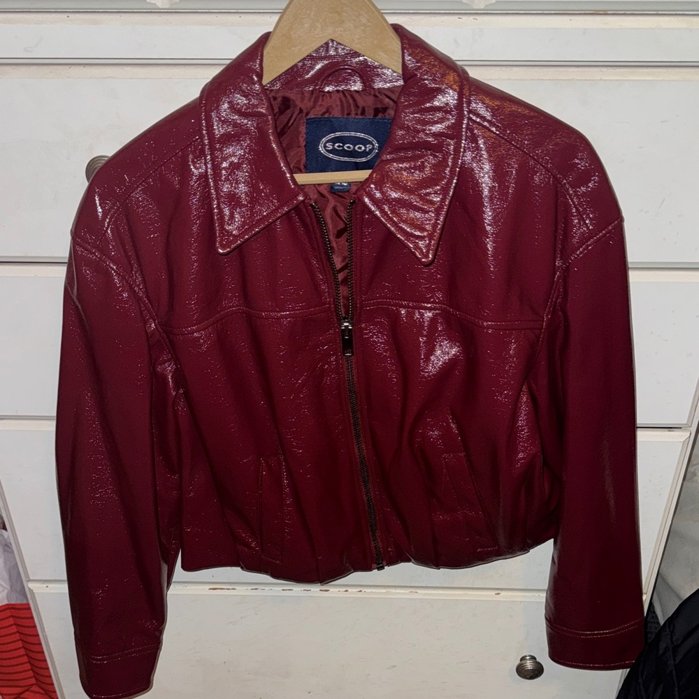Scoop NYC Red Leather Jacket